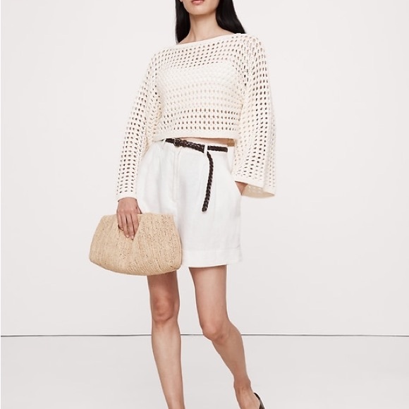 Banana Republic COTTON CROCHET-STYLE CROPPED SWEATER - Picture 2 of 9